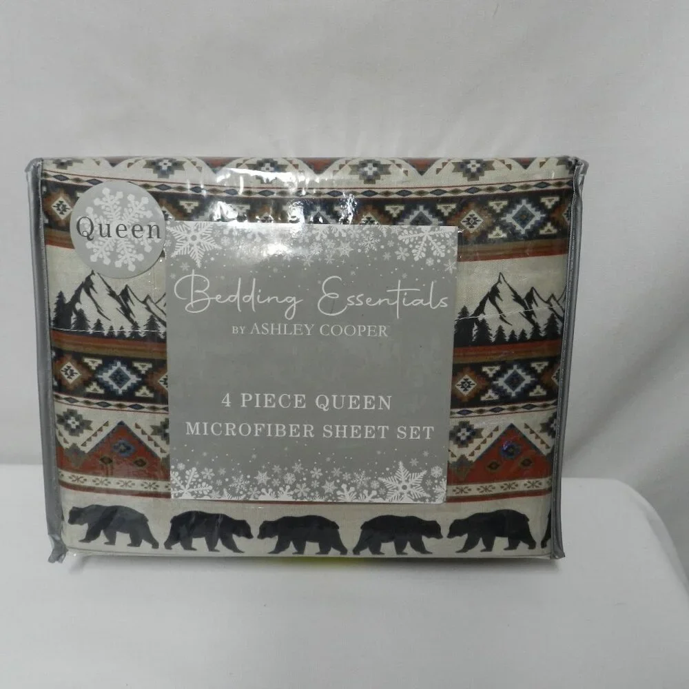 Ashley Cooper Pocono Lodge 4 piece Micro Fiber Queen sheet set green NEW NWT